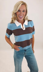 Varsity Charm Polo Sweater