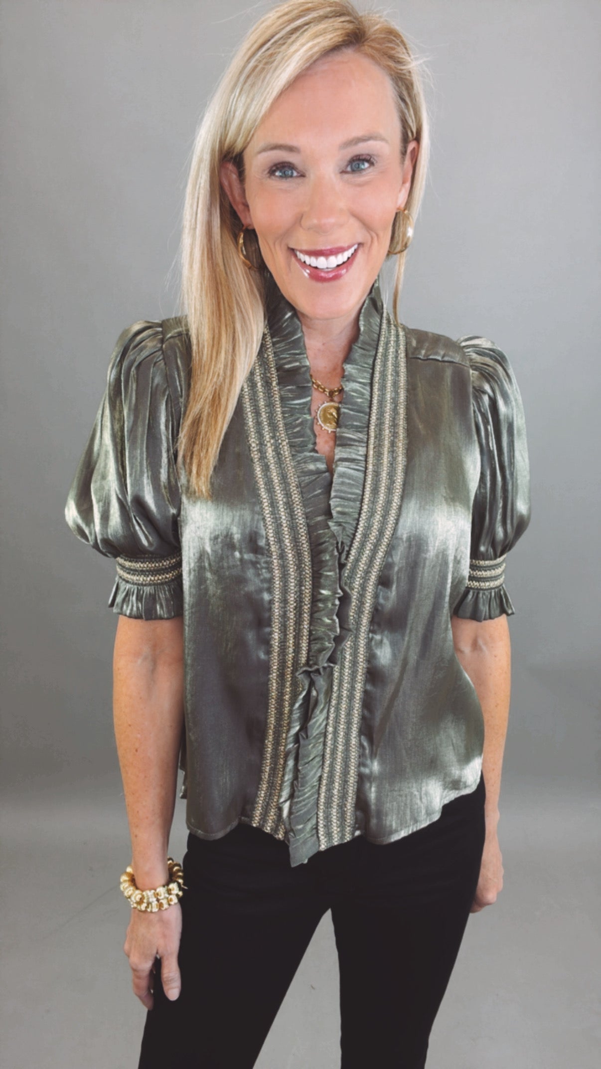 Radiant Ruffle Top (olive)