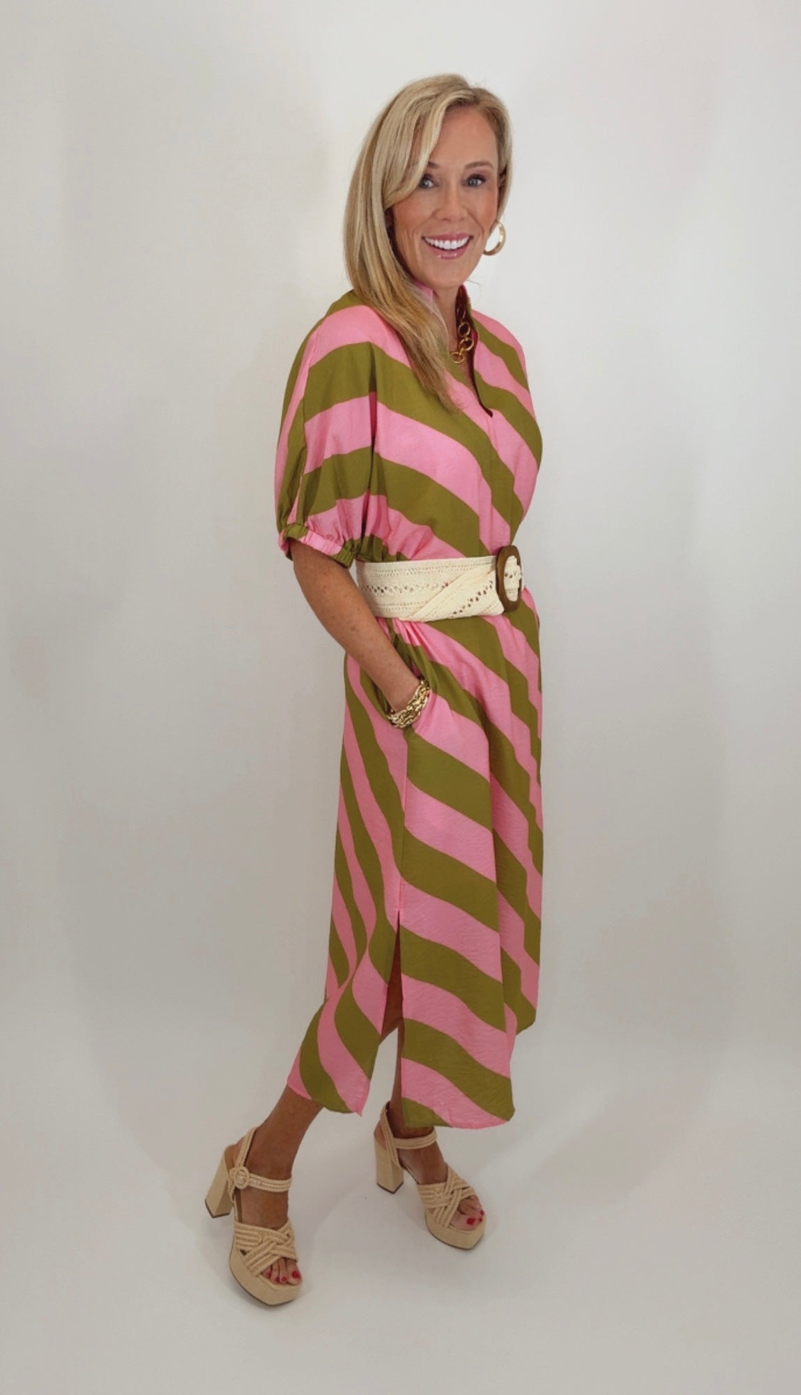 Pink Palm Avenue Midi Dress