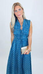 Indigo Charm Midi Dress