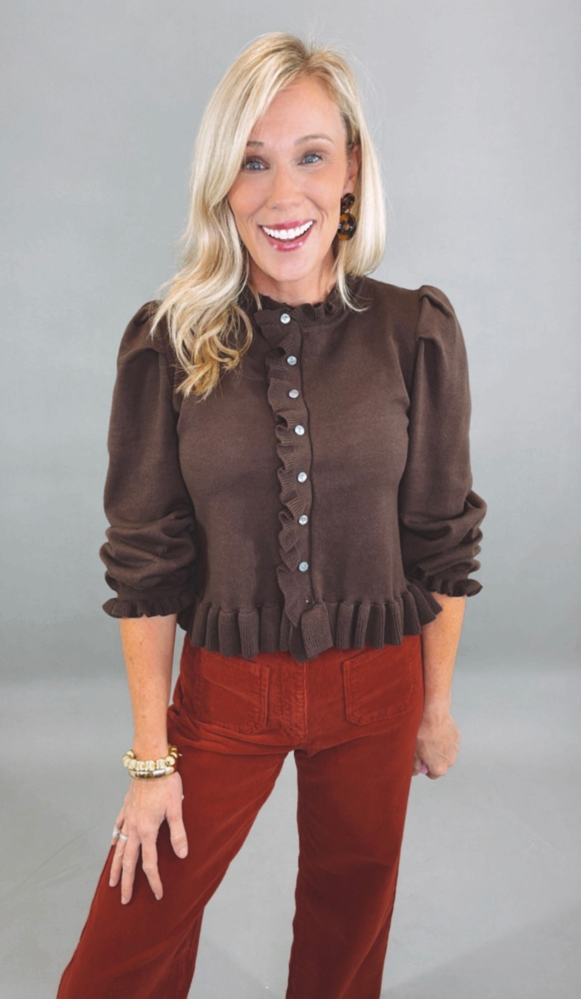 Cocoa Ruffle Cardigan