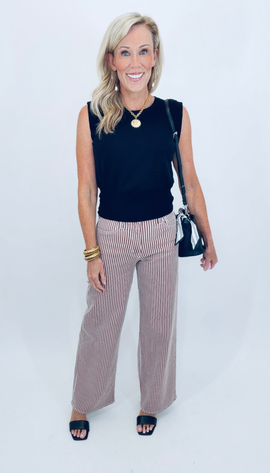 Relaxed Spiced Brown Stripe Jean