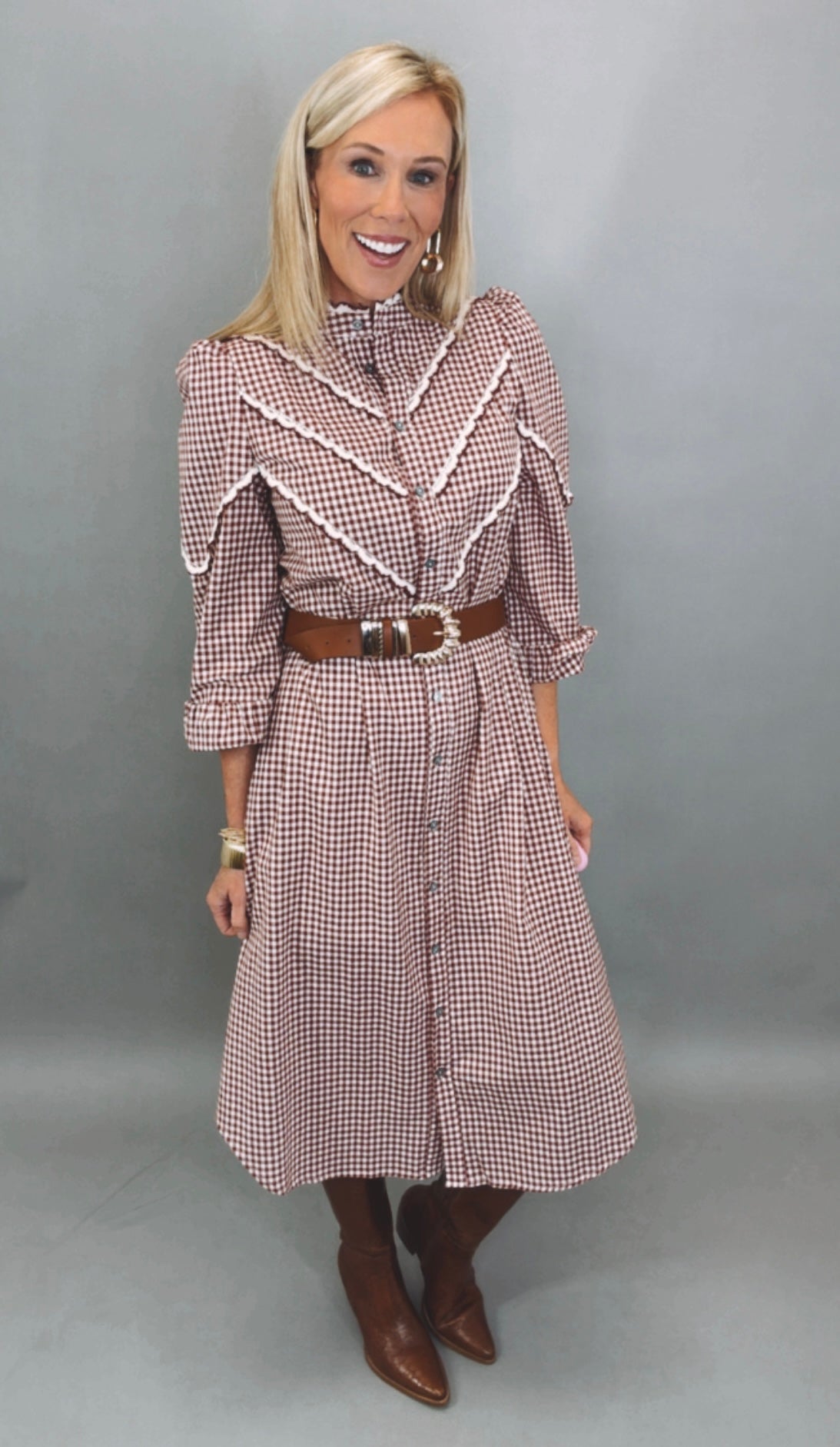 Camden Check Dress (burgundy)