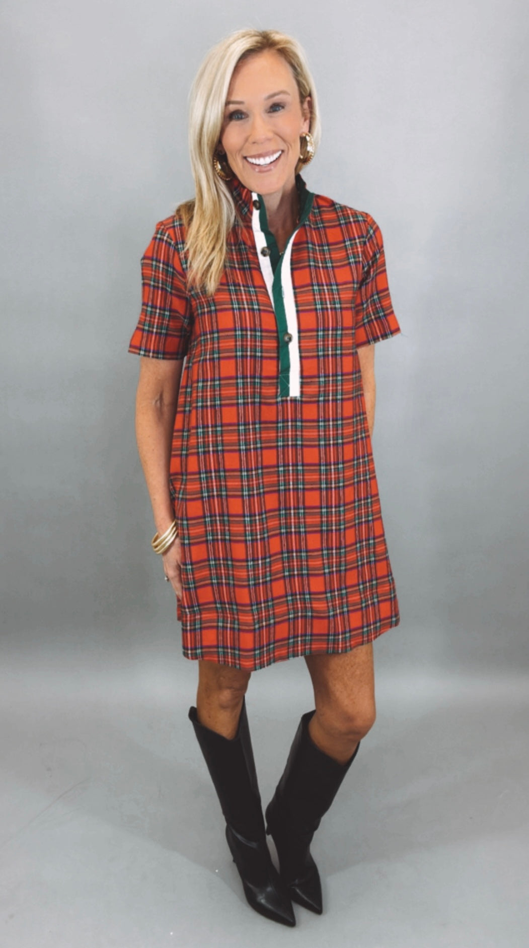 Plaid About You Dress (red)