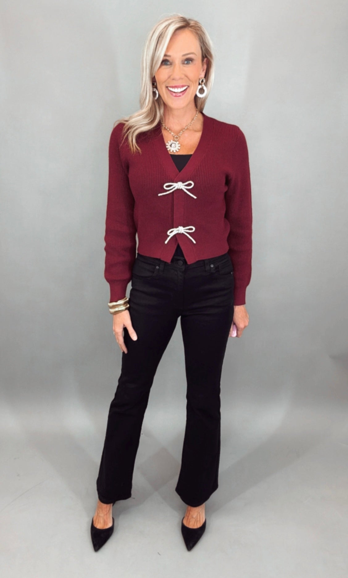 Starlit Bow Cardigan (red)