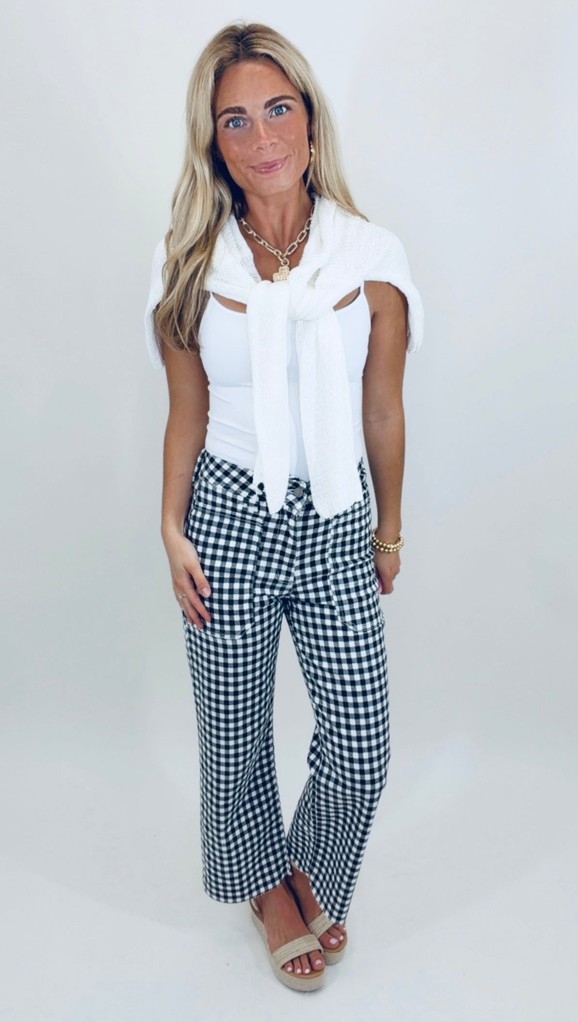High Rise Utility Jean (black gingham)