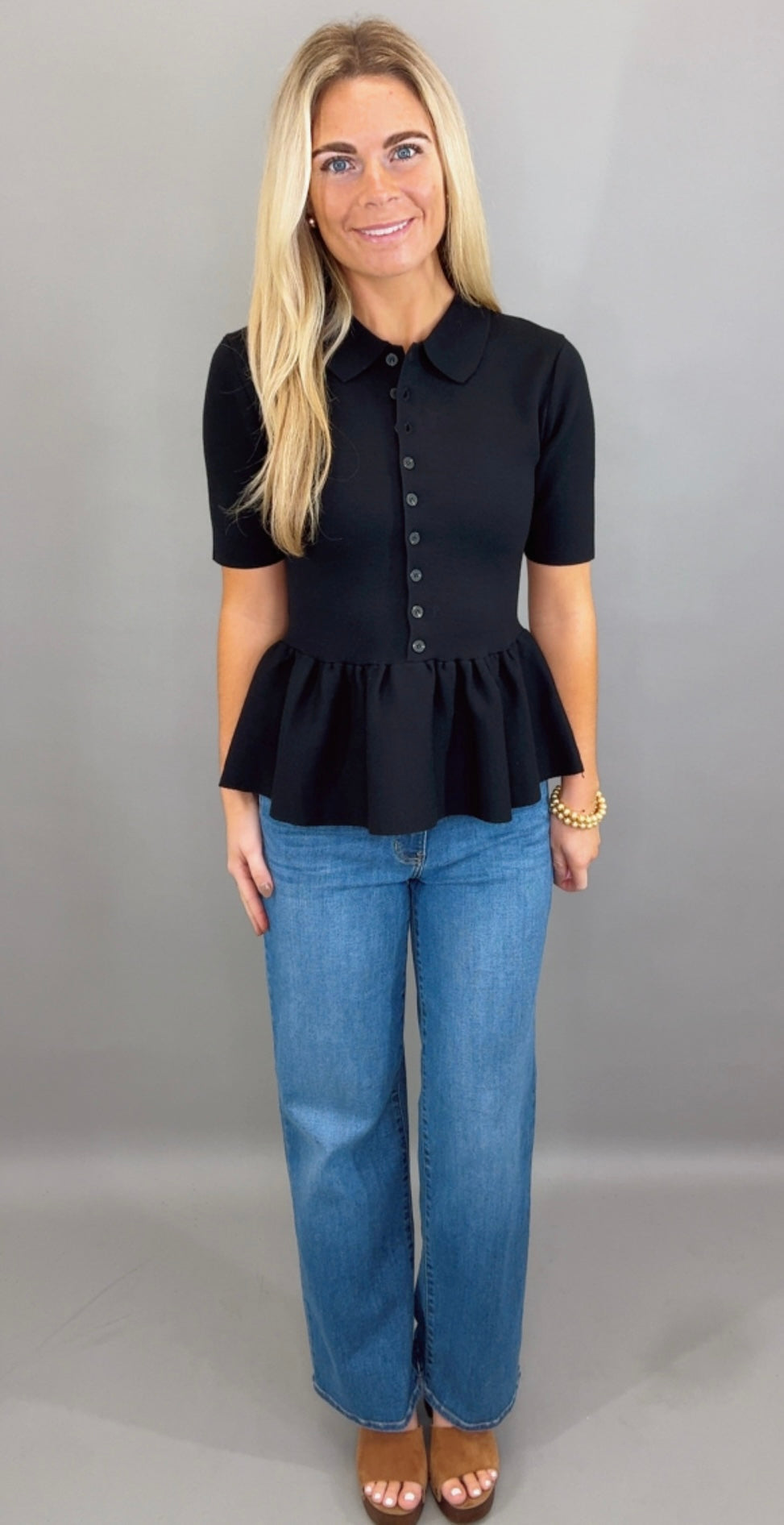 Polished Peplum Knit Top