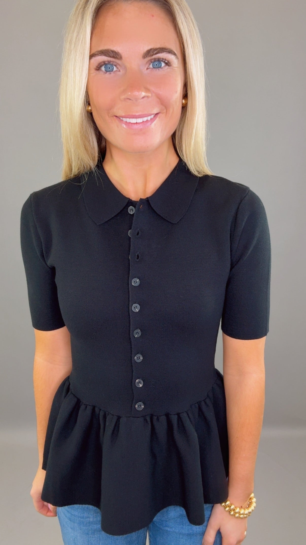 Polished Peplum Knit Top