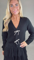 Starlit Bow Cardigan (black)