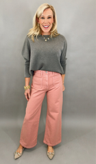 Patch Pocket Wide Leg Jean (dusty coral)