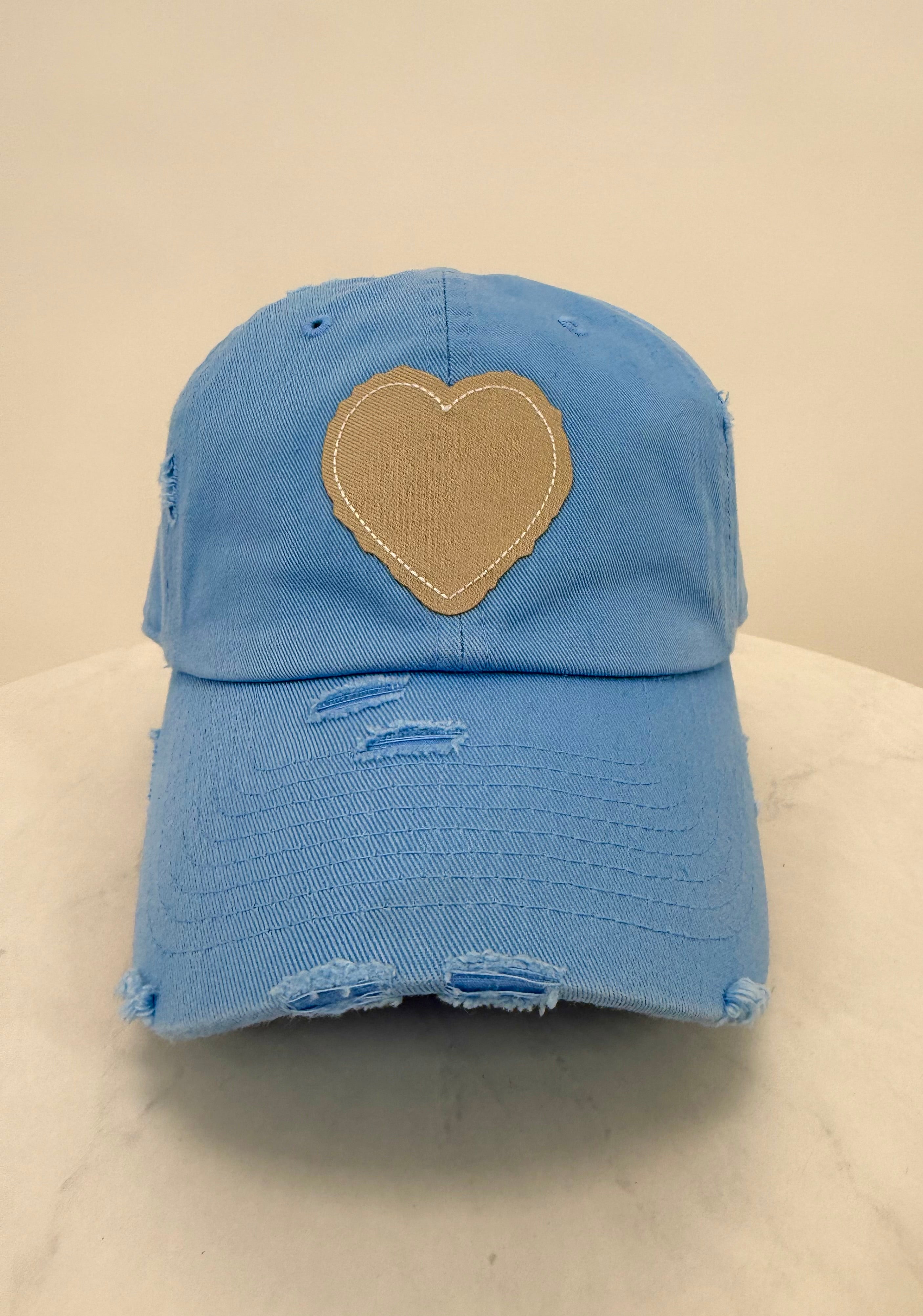 Heart Patch Lt Blue Hat