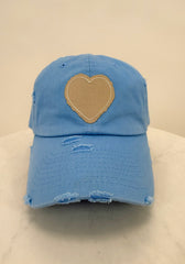 Heart Patch Lt Blue Hat