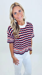 Easy Wave Knit Top (red/navy)