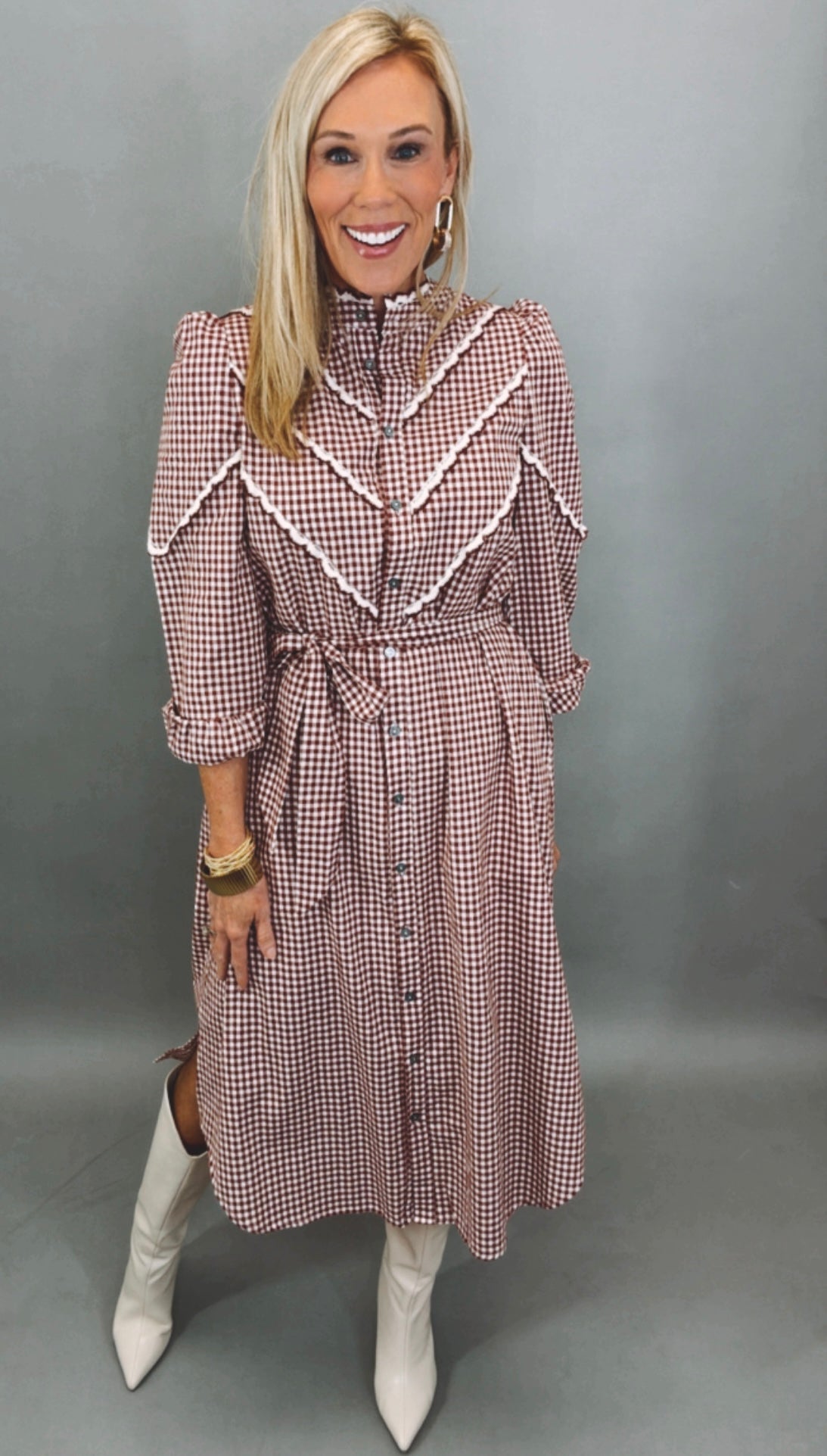 Camden Check Dress (burgundy)