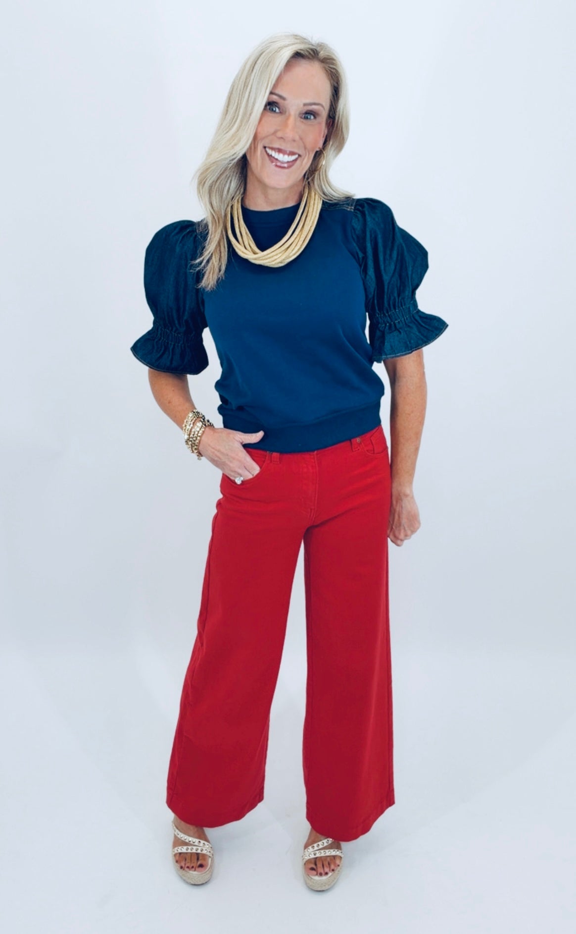 Clean Hem Wide Leg Jean (red)