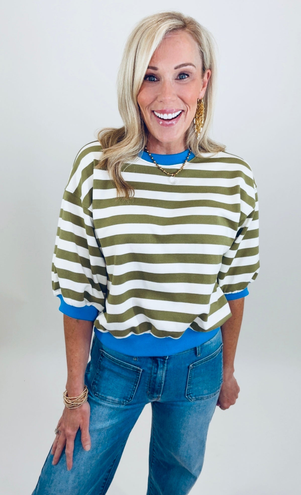Carefree Stripe Top (olive)