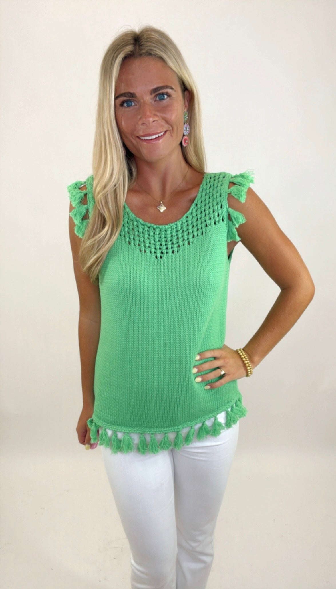 Coastal Confetti Sweater Tank (green)