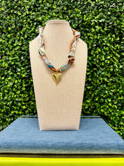 Golden Heartbeat Scarf Necklace