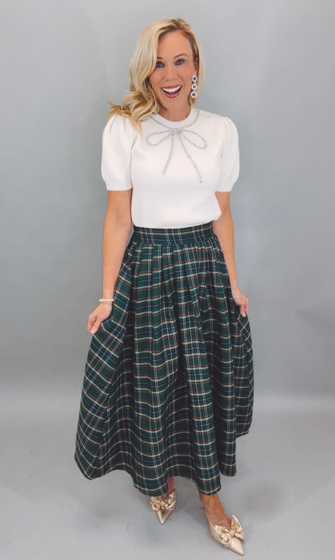 Tartan Tidings Skirt (green)