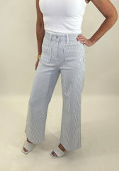 Patch Pocket Wide Leg Jean (navy stripe)