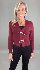 Starlit Bow Cardigan (red)