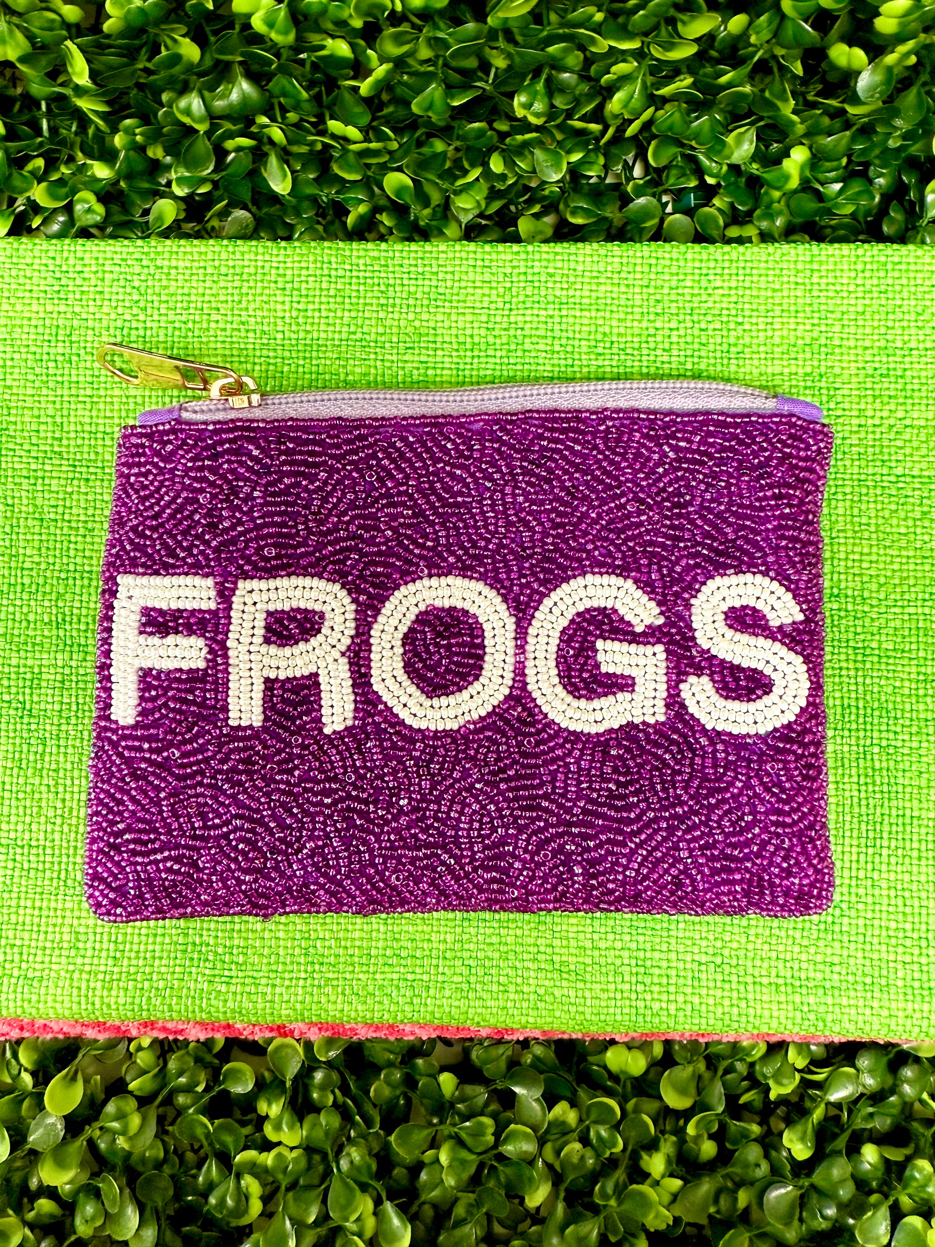 Frogs Beaded Pouch