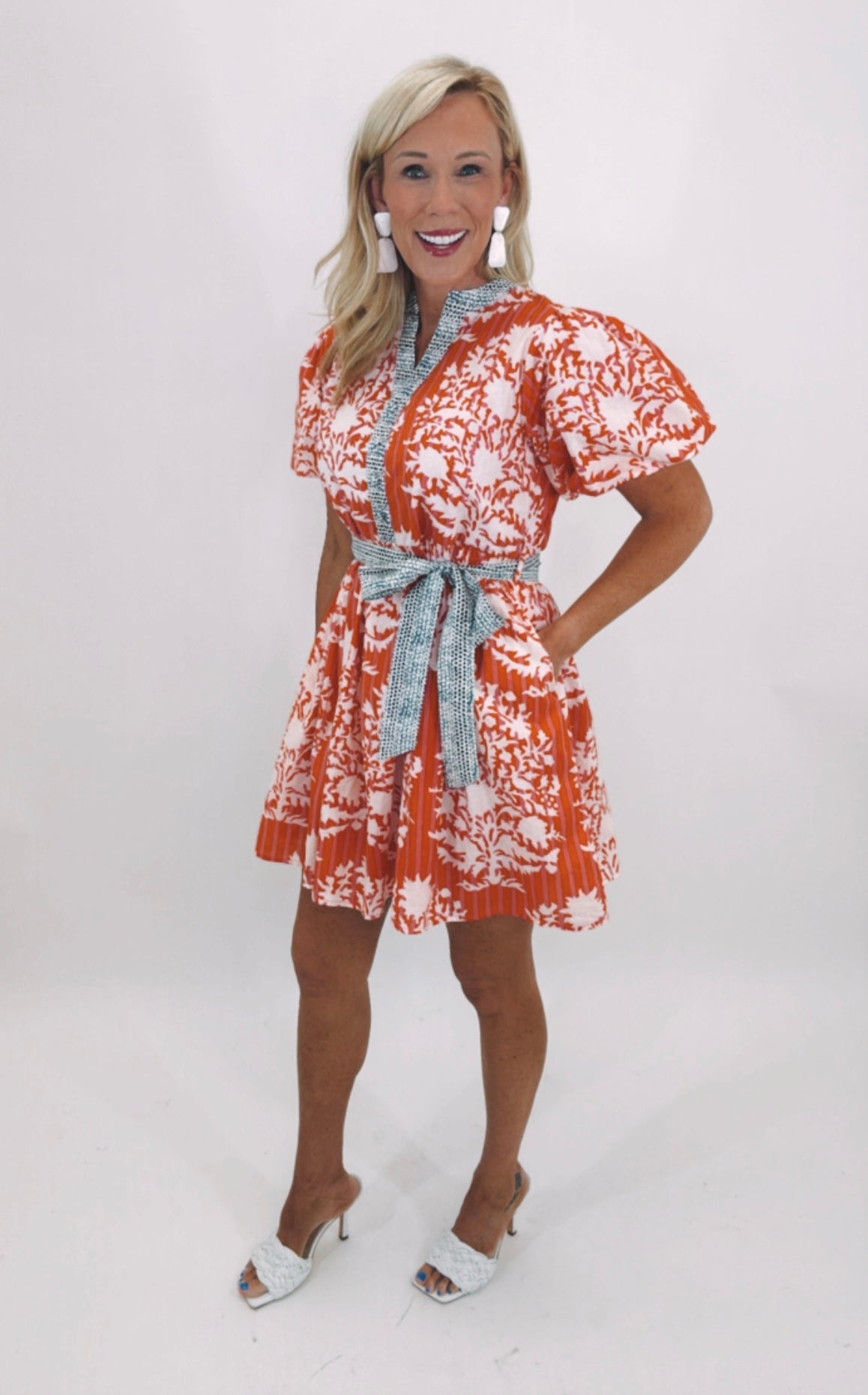 Garden Stripe Pop Dress (orange)