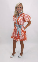 Garden Stripe Pop Dress (orange)