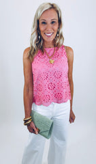 Eyelet Affair Top (hot pink)