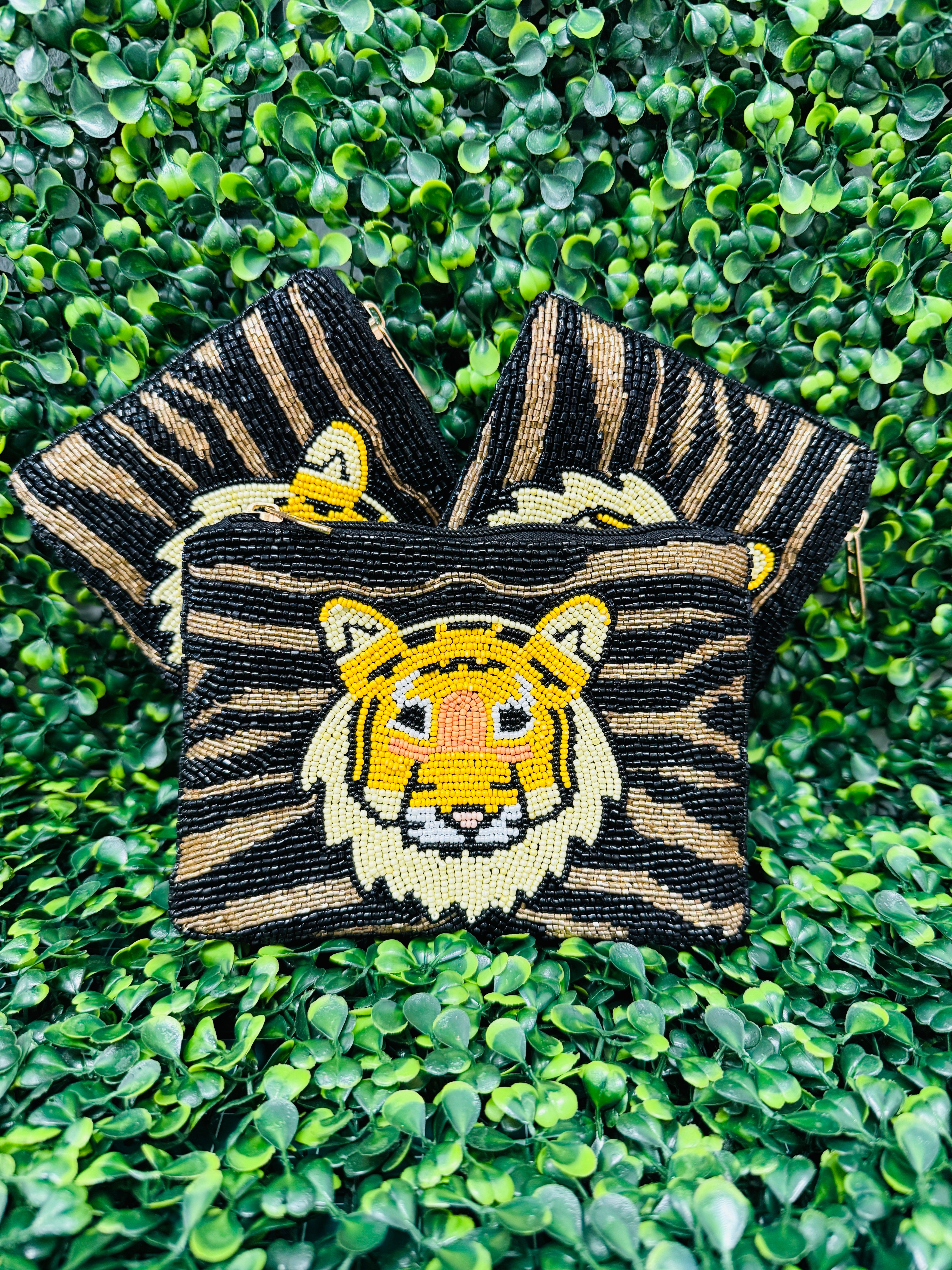 Tiger Beaded Pouch