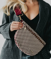 Woven Bum Bag (check burgundy)