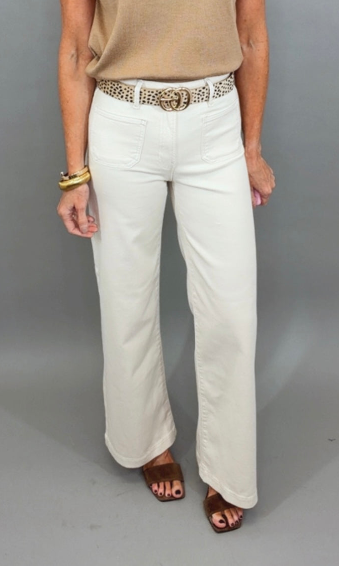 Mini Patch Pocket Wide Leg Jean (dark ecru)