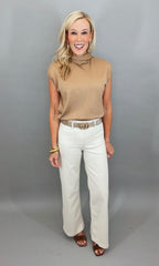 Mini Patch Pocket Wide Leg Jean (dark ecru)