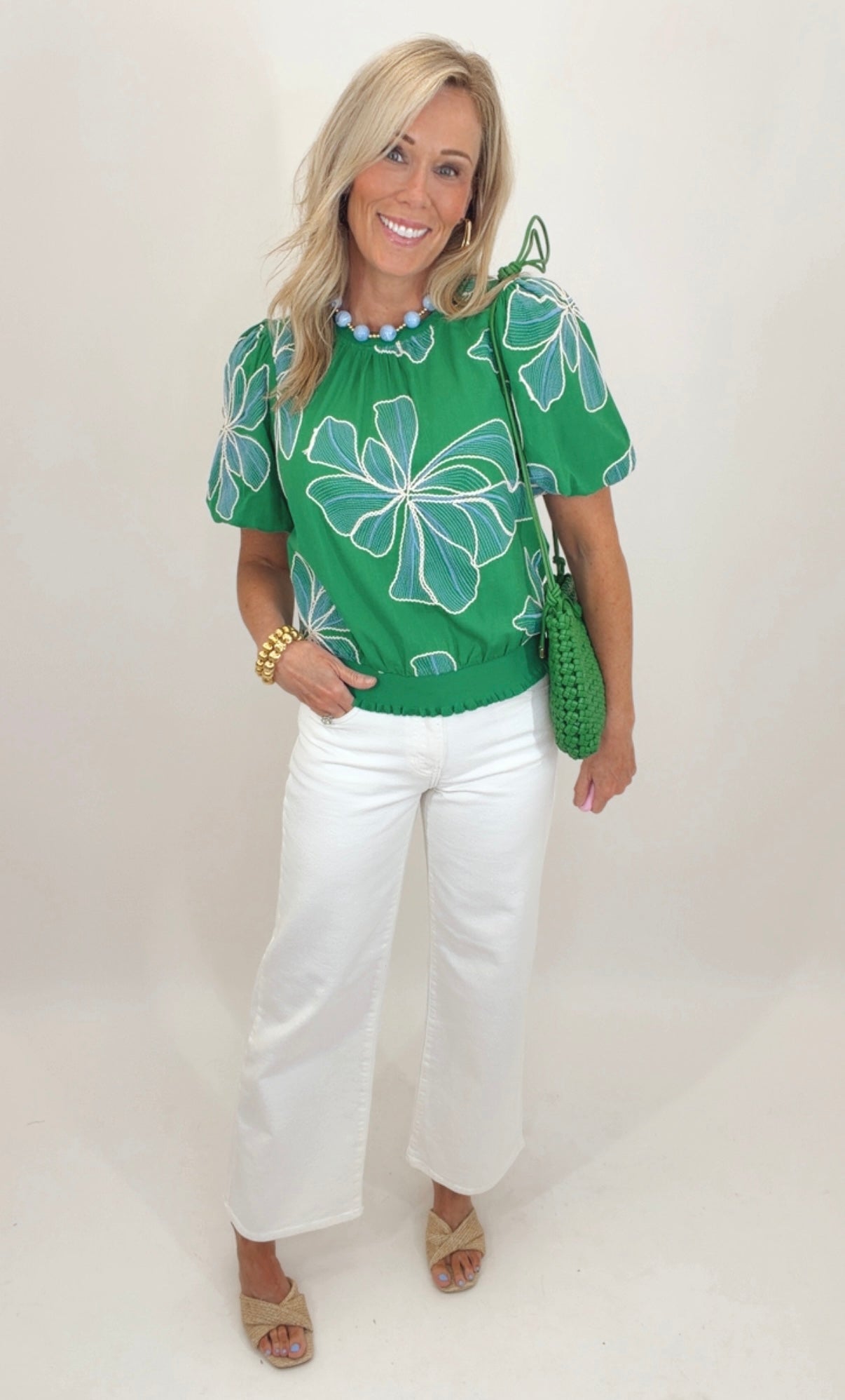 Floral Form Top (green)