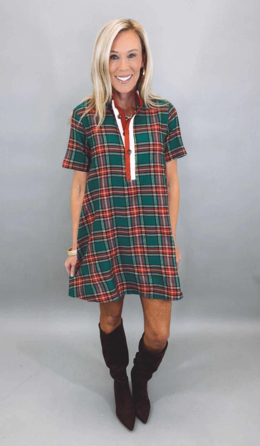 Plaid About You Dress (green)