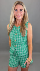 Tweed & Tinsel Vest (green)