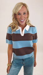 Varsity Charm Polo Sweater