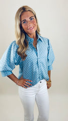 Chambray Charm Polka Dot Top