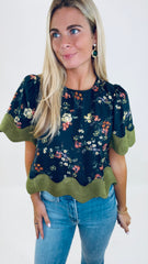 Olive Bloom Top