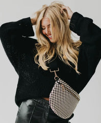 Woven Bum Bag (check black)