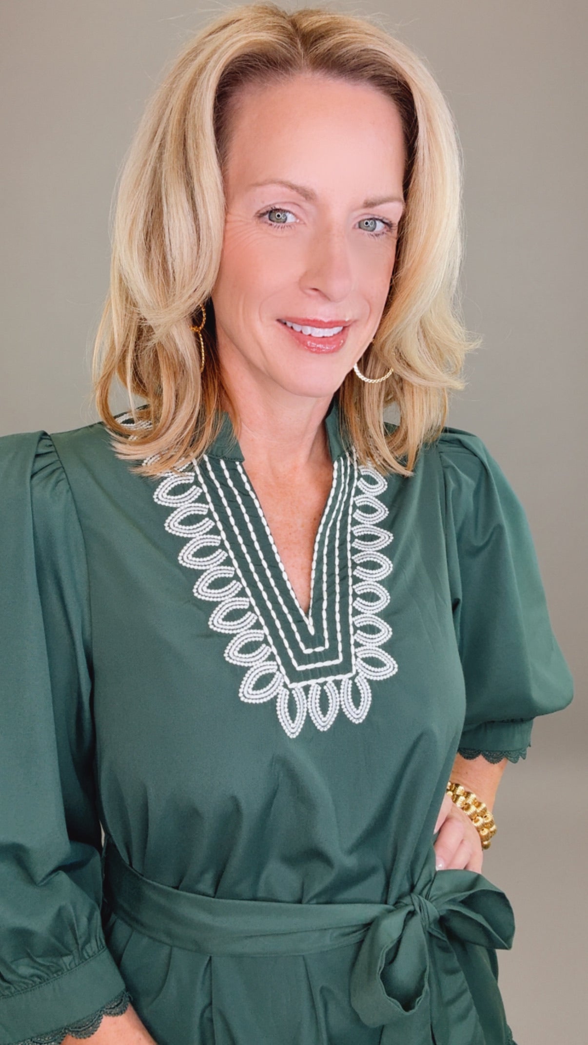 Flirt & Flounce Dress (hunter green)