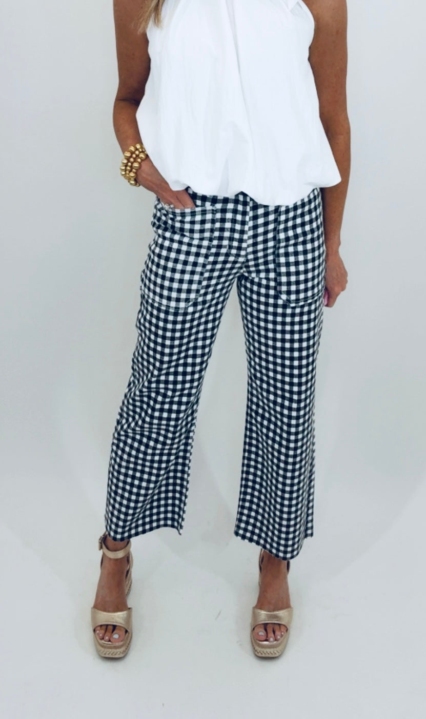 High Rise Utility Jean (black gingham)