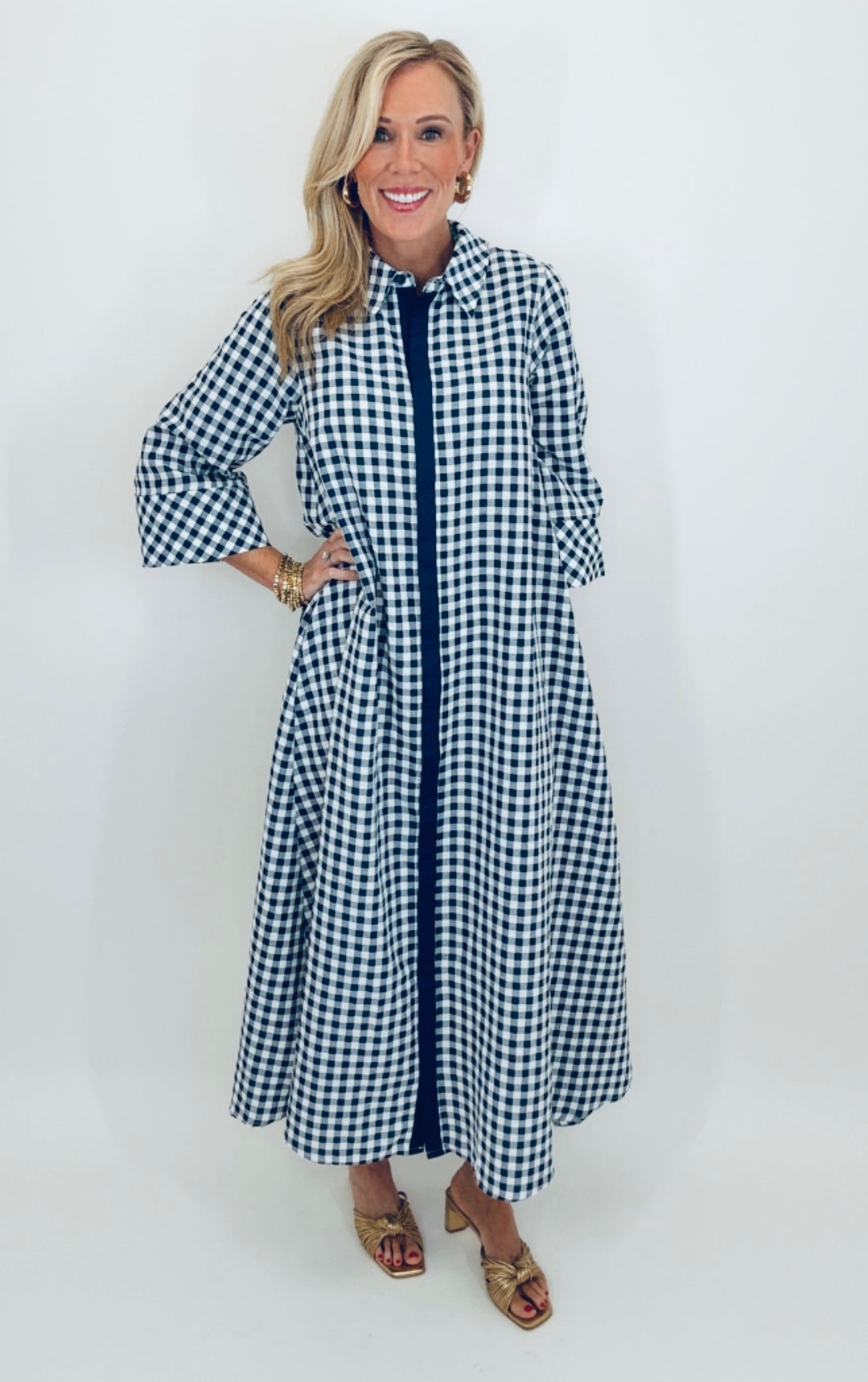 Checked & Collected Dress (navy)