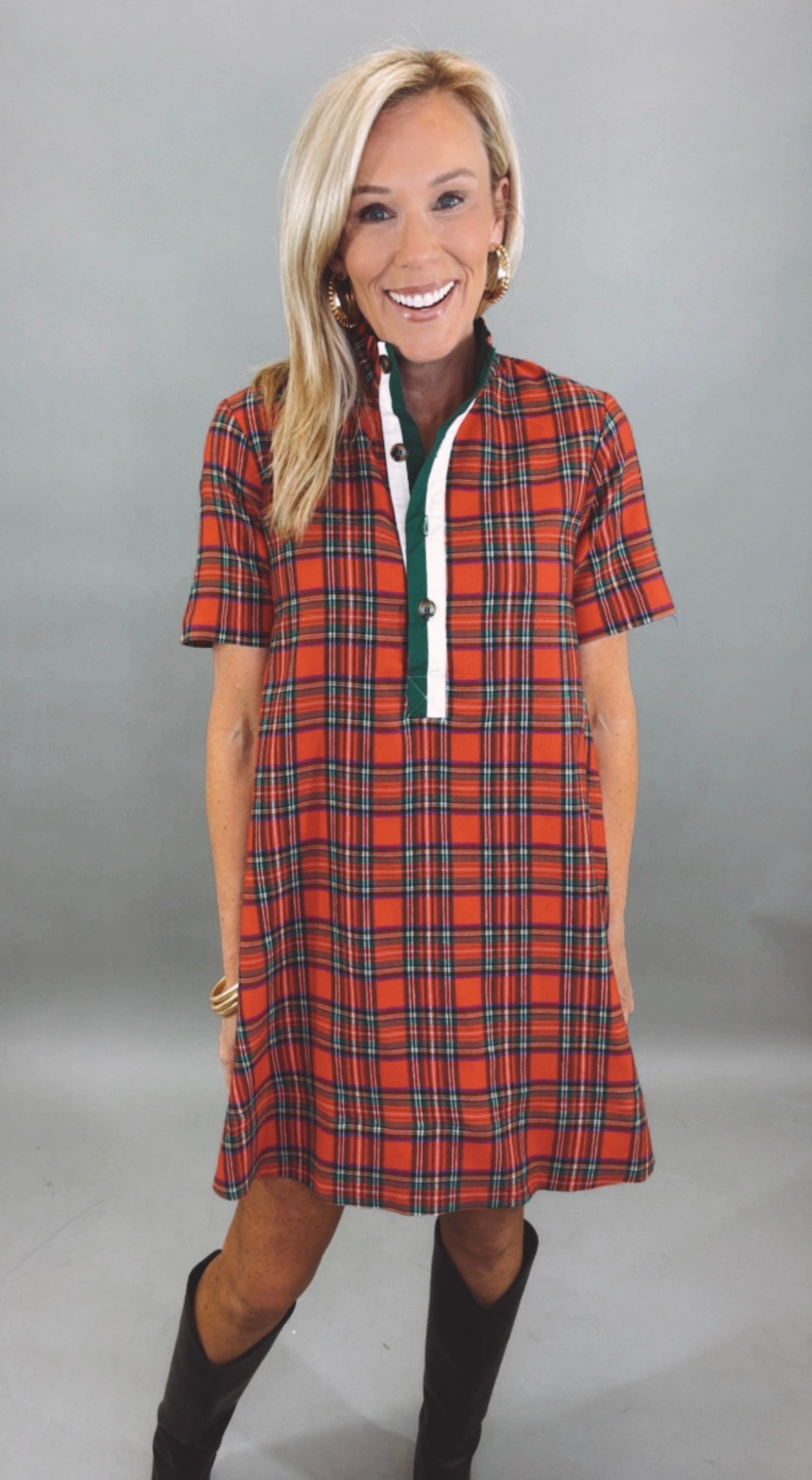 Plaid About You Dress (red)