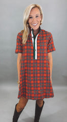 Plaid About You Dress (red)