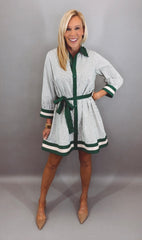 Pinstripe Parlor Dress (hunter green)