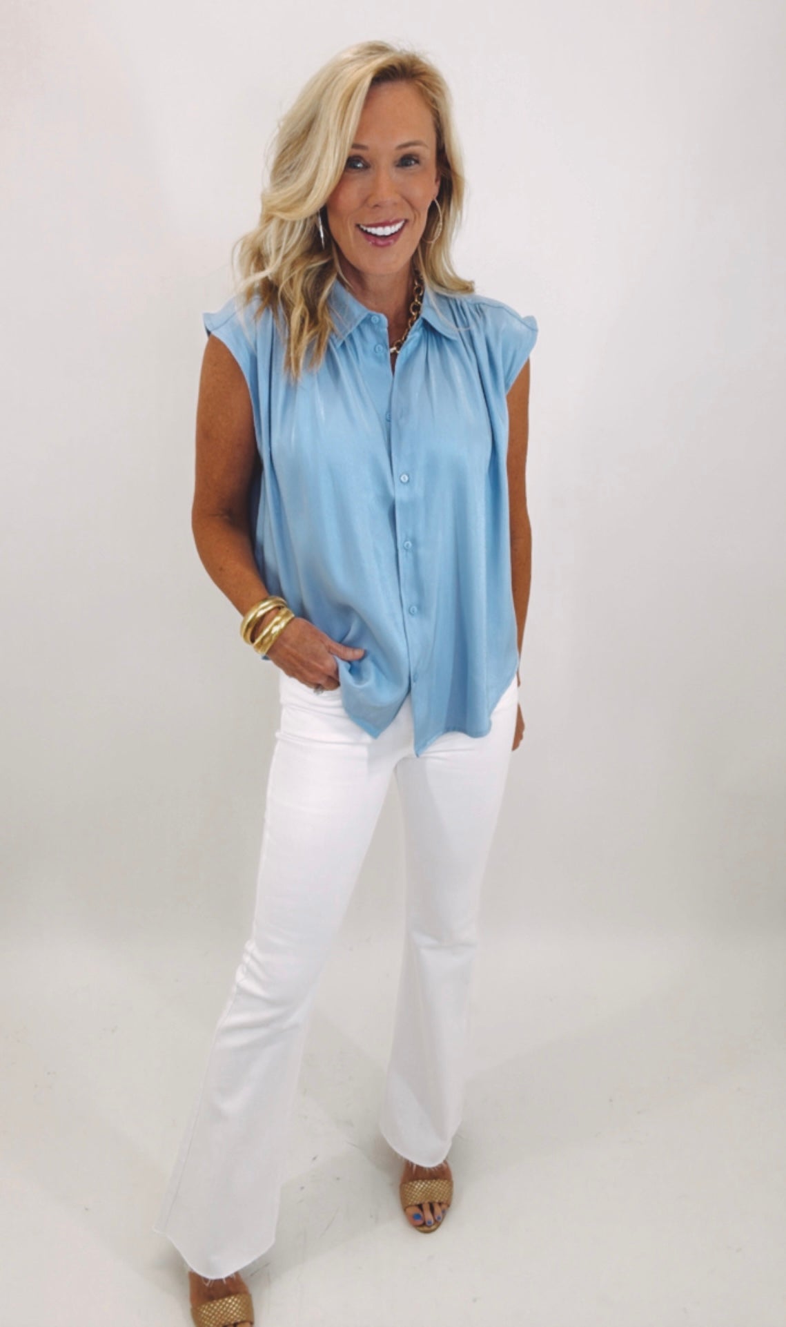 Periwinkle Pop Button-Up