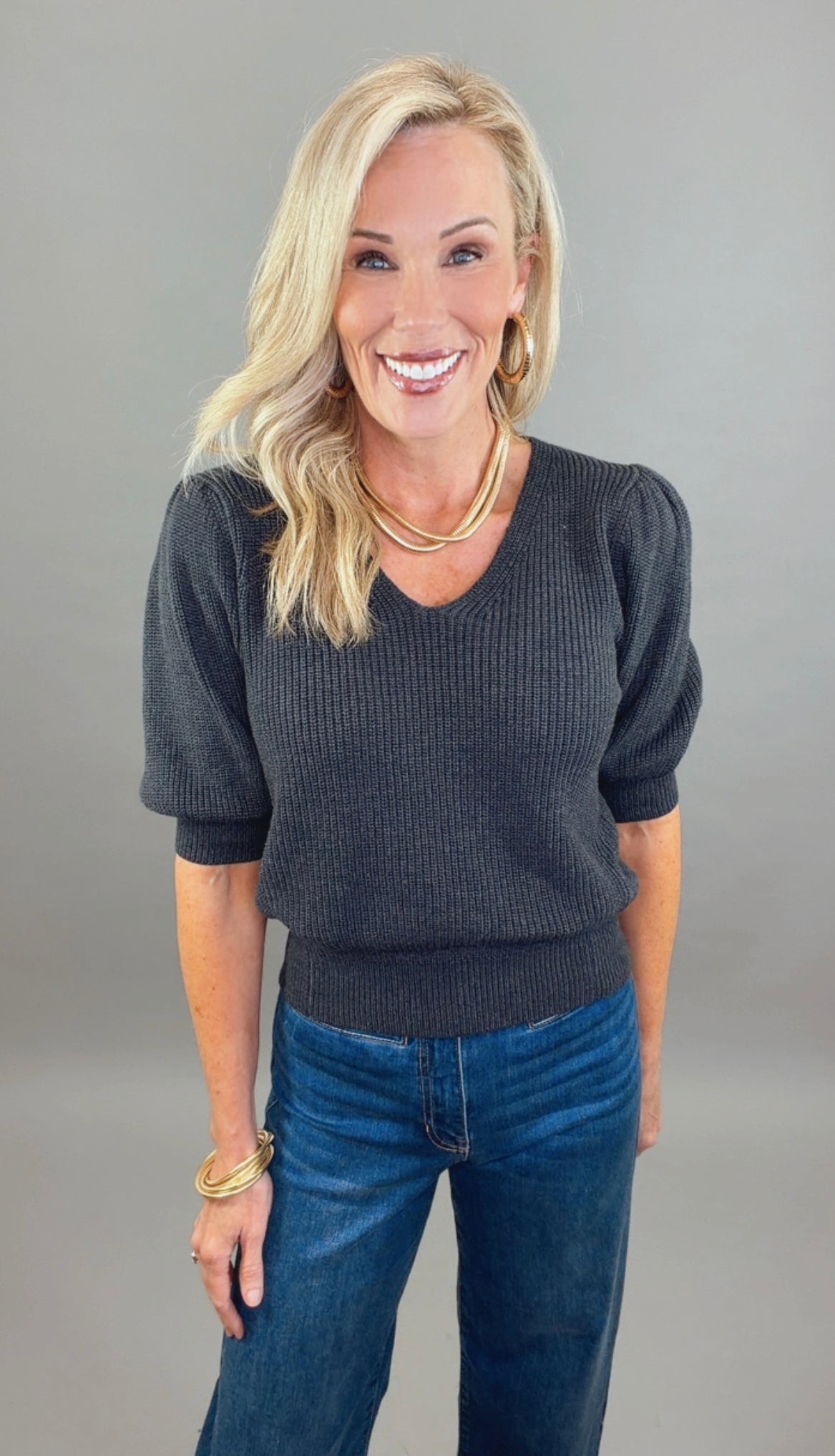 Polished Puff Sweater (charcoal)