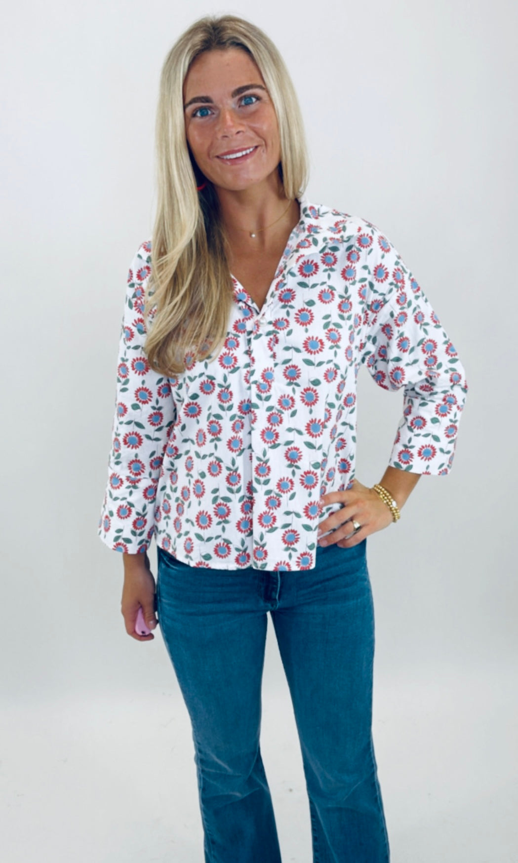 Button & Blossom Top (red)