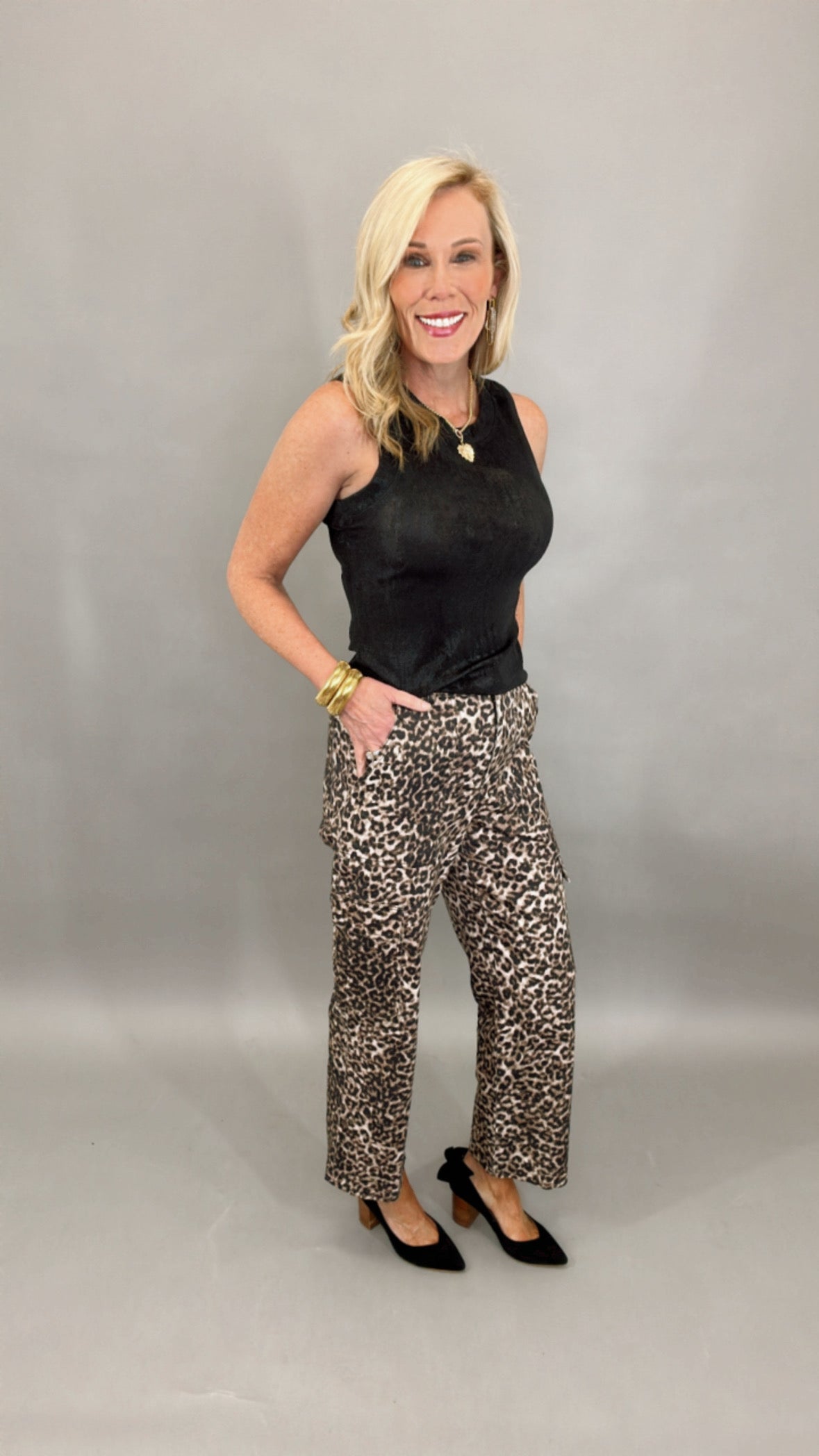 Crop Leopard Cargo Pant